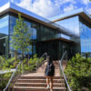 Exterior view of the Bloomberg Student Center.